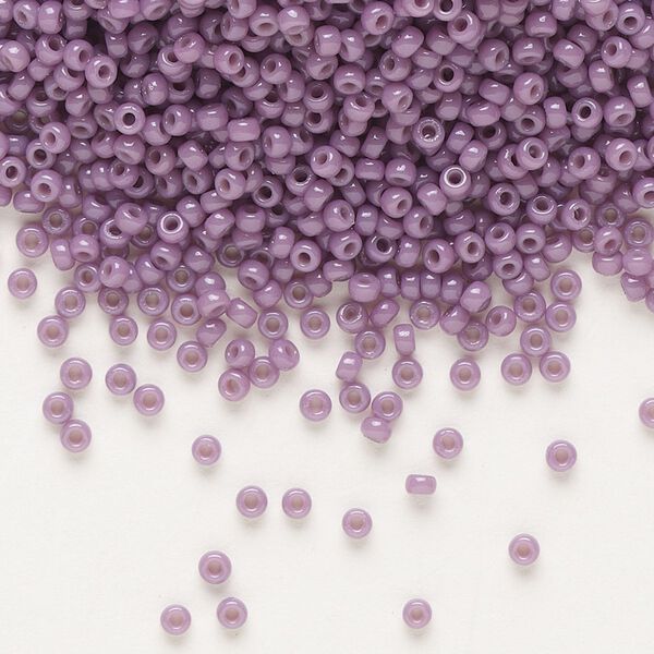 Seed bead, Miyuki, glass, pkg/25g, #11 rocaille, Duracoat® opaque outside dyed dark orchid, (RR-4489). image number 0