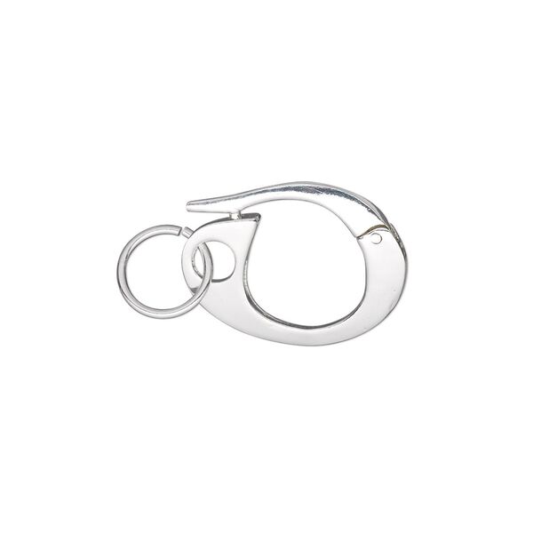 Clasp, hinged hook, sterling silver, 19x14.5mm kidney with jump ring. Sold individually. image number 0