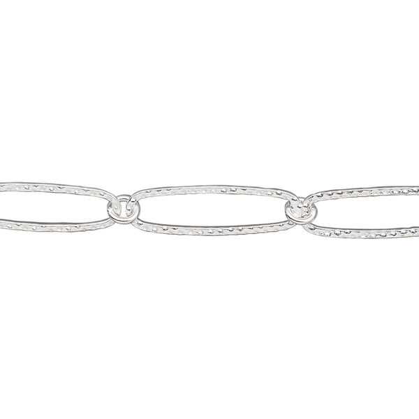 Chain, sterling silver, 5mm long and short knurled oval. Sold per pkg of 5 feet. image number 0