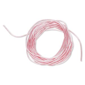 Cord, Satinique™, satin, pink, 1mm mini. Sold per pkg of 10 feet.