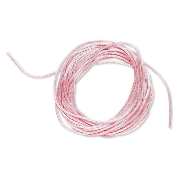 Cord, Satinique™, satin, pink, 1mm mini. Sold per pkg of 10 feet. image number 0