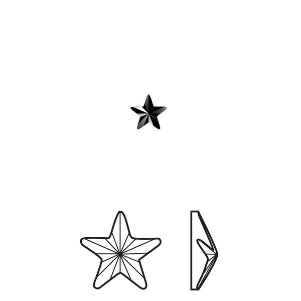 Flat back 6pk jet foil back, Crystal Passions® hotfix rhinestone 5.5x5mm rivoli star 2816 image number 0