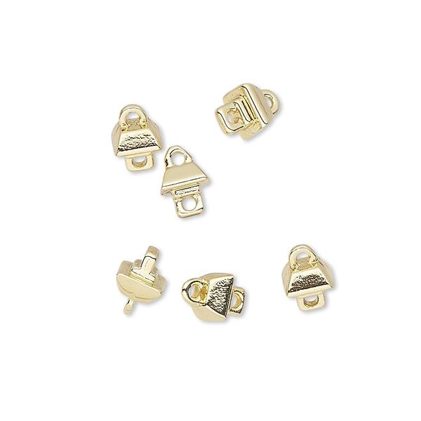 Loop peg, Miracle Mount™, gold-finished "pewter" (zinc-based alloy), 5x5mm square. Sold per pkg of 6. image number 0