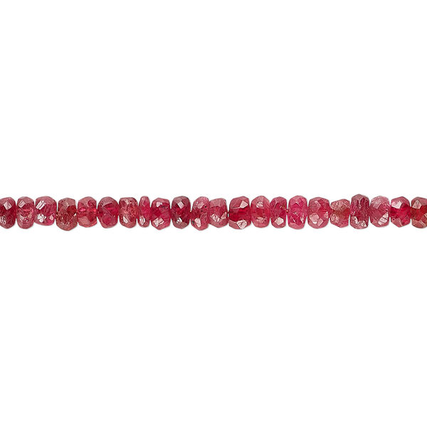 Ruby 1pkg1, hand-cut faceted rondelle bead B- grade, 13 inch 3x2mm-4x3mm image number 0