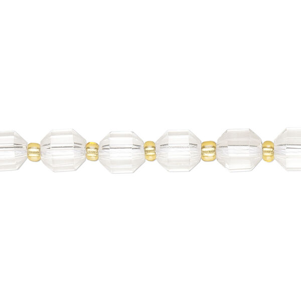 Bead, quartz crystal (natural), 6mm faceted drum, B grade, Mohs hardness 7. Sold per 8-inch strand, approximately 20 beads. image number 0