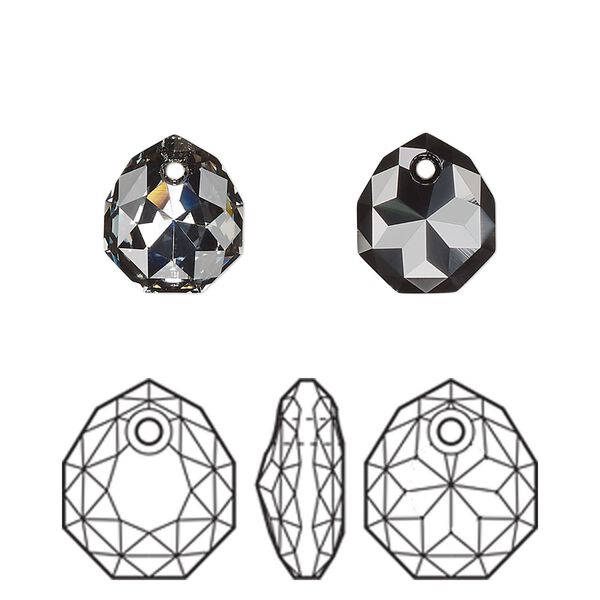 Drop 48pk crystal silver night, Swarovski® 11.5x10mm pendant majestic 6436 image number 0