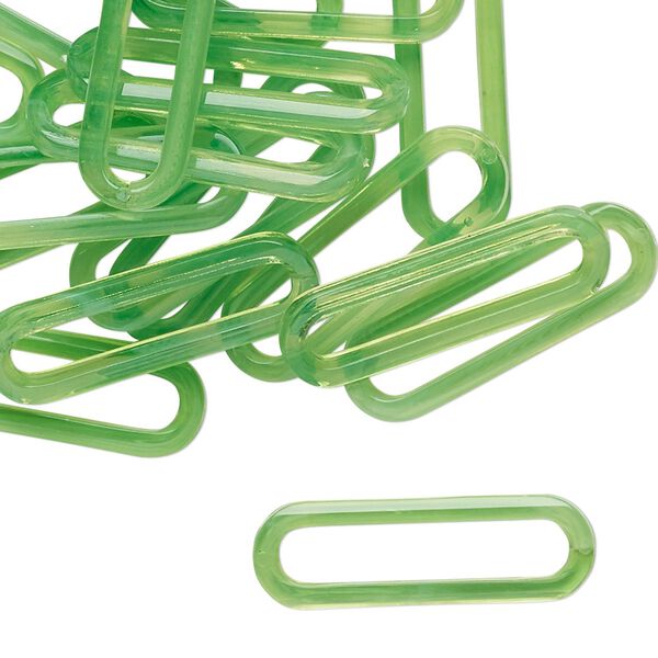 Component, vintage German acrylic, translucent neon green, 25x8mm open oval. Sold per pkg of 24. image number 0
