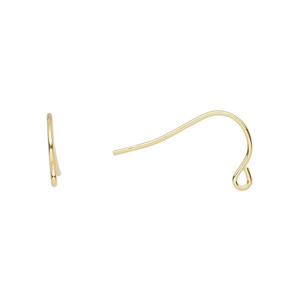 Ear wire fishhook 1pkg4 sterling silver, 11mm / open loop, 21 gauge "vermeil" 2 pair image number 0