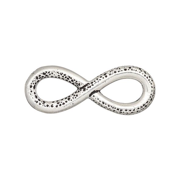 Focal, TierraCast®, antique silver-plated pewter (tin-based alloy), 32x12mm two-sided textured and smooth infinity with cutouts. Sold per pkg of 2. image number 0
