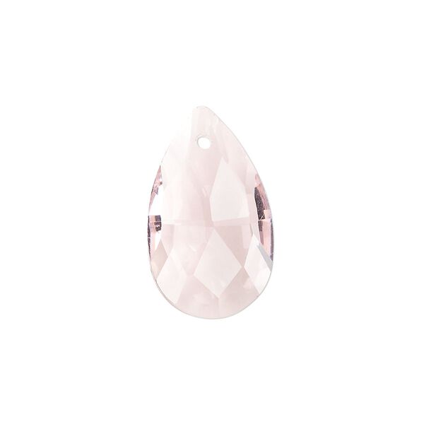 Drop, glass, transparent pink, 22x13mm teardrop. Sold per pkg of 8. image number 0
