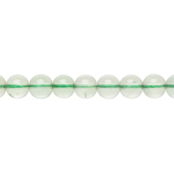 Bead, green fluorite (natural), 6mm round, B+ grade, Mohs hardness 4. Sold per 8-inch strand, approximately 30-35 beads. image number 0