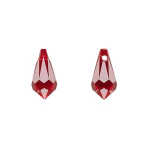 Drop 144pk Siam, Swarovski® 15x7.5mm pendant teardrop 6000