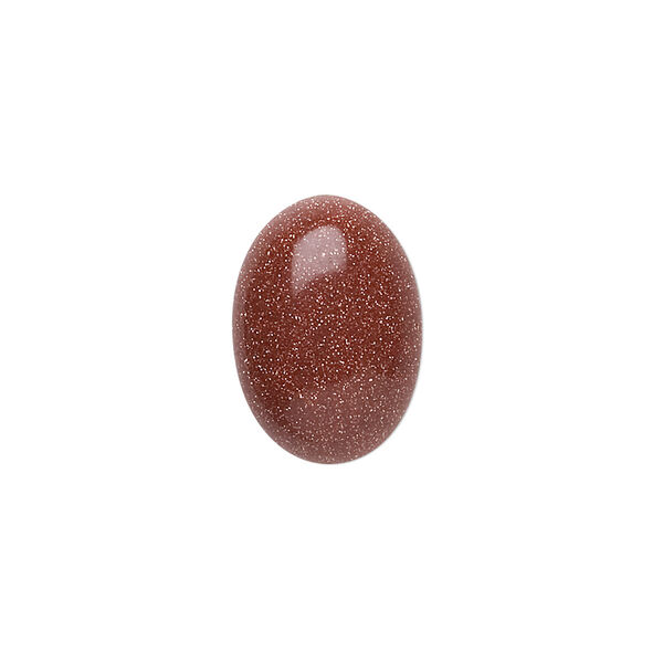 Cabochon, brown goldstone (glass) (man-made), 18x13mm calibrated oval. Sold per pkg of 2. image number 0