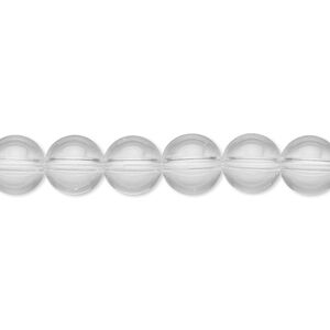 Quartz crystal 1pkg1, round bead natural 8 inch 8mm