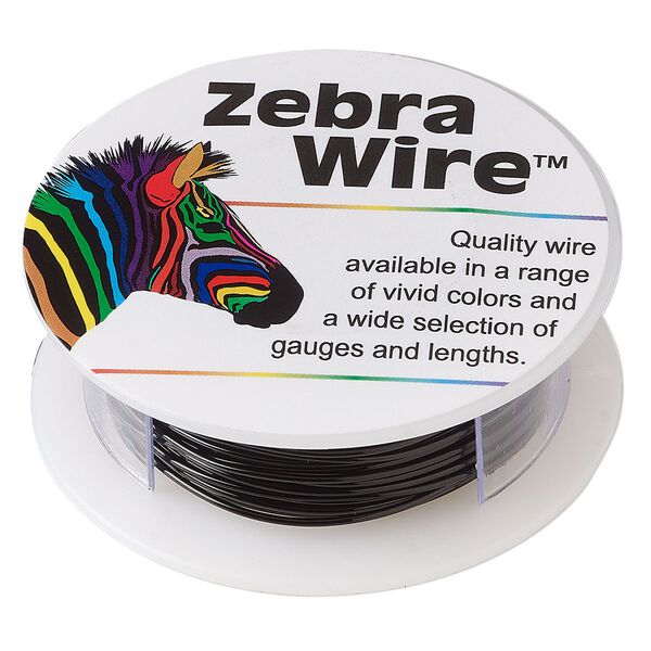 Wire, Zebra Wire™, color-coated copper, black, round, 20 gauge. Sold per 15-yard spool. image number 0