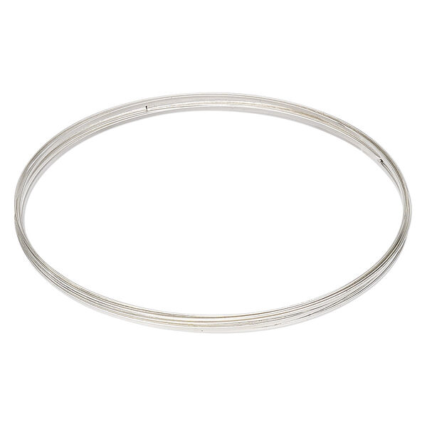 Memory wire, Beadalon®, silver-plated carbon steel, 3-5/8 inch flat necklace, 1x0.5mm-1.2x0.6mm flat. Sold per 0.35-ounce pkg, approximately 7 loops. image number 0
