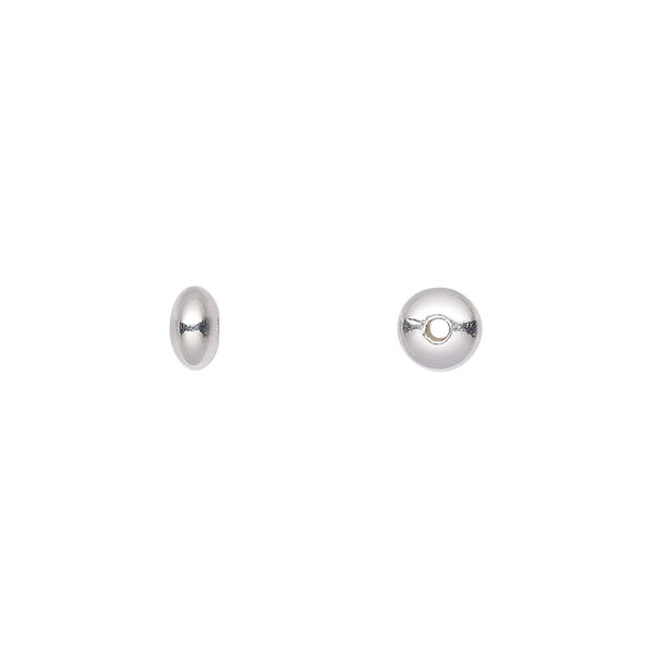 Bead, sterling silver, 5.5x3mm smooth saucer. Sold per pkg of 50. image number 0