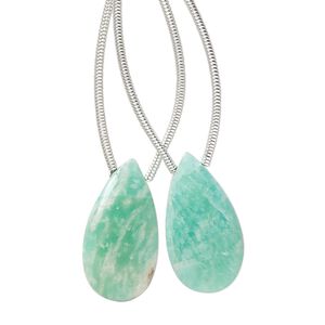 Amazonite 1pkg2, hand-cut top-drilled puffed teardrop bead natural 20x10mm