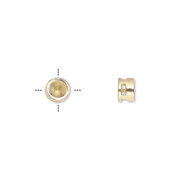 Spacer, gold-finished "pewter" (zinc-based alloy), 6x4mm cross-drilled round with SS19 chaton setting. Sold per pkg of 6. image number 0