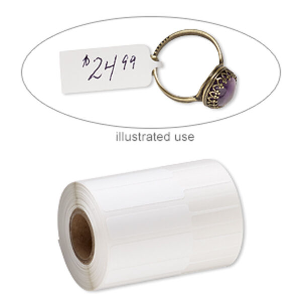Adhesive label, thermal transfer, polyester, white, 3-1/4 x 1/2 inches unfolded. Sold per pkg of 1,000. image number 0