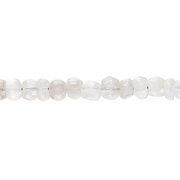 White moonstone 1pkg1, hand-cut faceted rondelle bead natural 8 inch 4x3mm-6x4mm image number 0