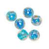 Bead, lampworked glass, clear / blue / glow-in-the-dark / gold, 10mm round. Sold per pkg of 6. image number 0