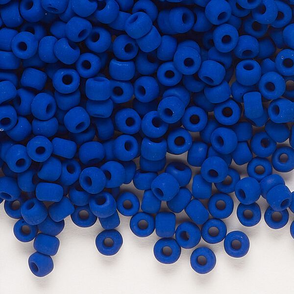 Seed bead, Dyna-Mites™, glass, opaque matte navy blue, #6 round. Sold per 40-gram pkg. image number 0