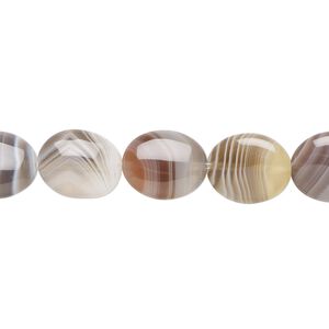 Botswana agate 1pkg1, flat oval bead natural 15.5-16 inch 12x10mm