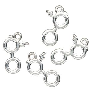 Charm, antique silver-finished "pewter" (zinc-based alloy), 17x16mm eyeglasses. Sold per pkg of 4.