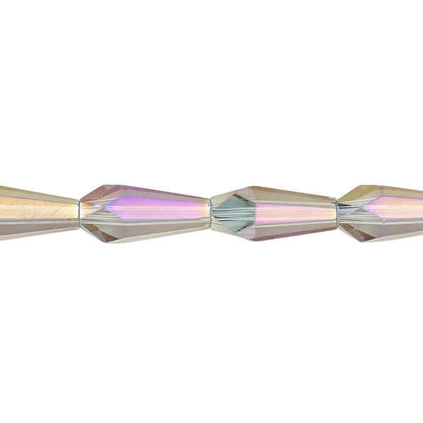 Bead, glass, crystal vitrail, 14x6mm faceted teardrop. Sold per 15-1/2 to 16-inch strand. image number 0