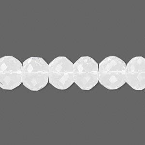 Quartz crystal 1pkg10, hand-cut faceted rondelle bead natural 10x8mm