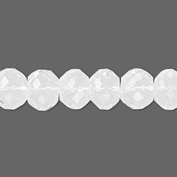 Bead, quartz crystal (natural), 10x8mm hand-cut faceted rondelle, B grade, Mohs hardness 7. Sold per pkg of 10. image number 0