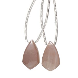 Coffee moonstone 1pkg2, hand-cut top-drilled puffed kite bead natural 17x10mm