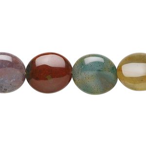Fancy jasper 1pkg1, flat oval bead natural 15.5-16 inch 14x12mm