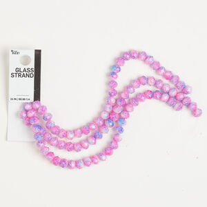 Bead 1pkg1, glass, translucent multicolored, 8x6mm faceted rondelle, 24 inches.