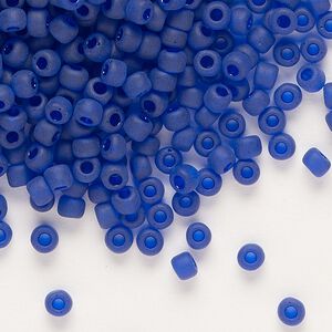 Seed bead, Dyna-Mites™, glass, transparent matte cobalt, #6 round. Sold per 1/2 kilogram pkg.