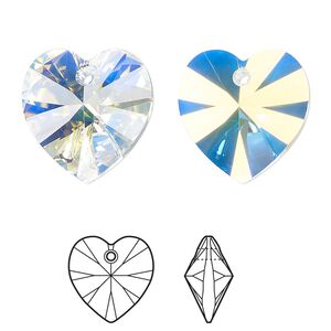 Drop 2pk crystal AB, Crystal Passions® 18mm pendant heart 6228