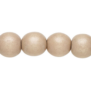 Bead 1pkg1, Taiwanese cheesewood (dyed / waxed), medium tan, 11-12 round, 15-1/2 to 16 inches.