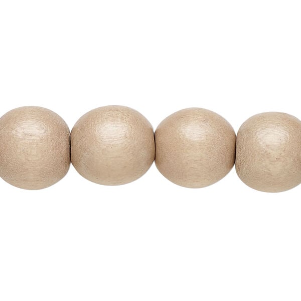 Bead 1pkg1, Taiwanese cheesewood (dyed / waxed), medium tan, 11-12 round, 15-1/2 to 16 inches. image number 0