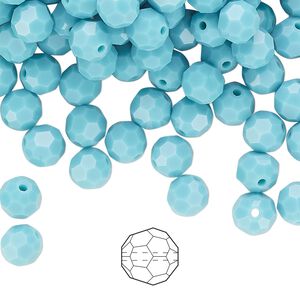 Bead 144pk turquoise, Preciosa Czech crystal 6mm round