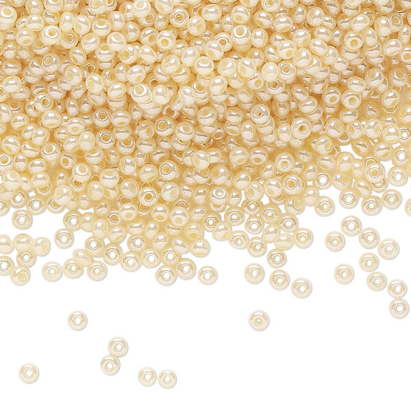 Seed bead, Preciosa Ornela Czech glass, pkg/50g, #11 rocaille, opaque luster cream pearl, (47112). image number 0