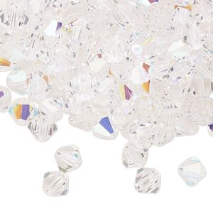 Bead 144pk crystal glitter, Preciosa Czech crystal 6mm bicone