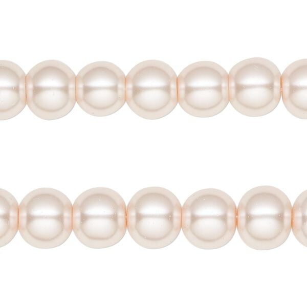 Bead, glass pearl, coated glass, rose, 7-8mm round. Sold per pkg of (2) 15-inch strands. image number 0