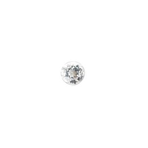 White topaz 1pkg1, hand-cut faceted round gem natural 7mm