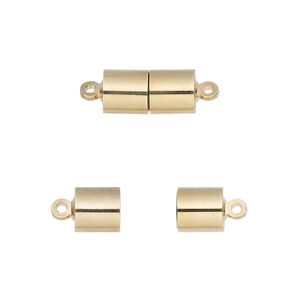 Clasp magnetic 1pkg1, 13x6.5mm barrel, gold-finished brass 1-strand