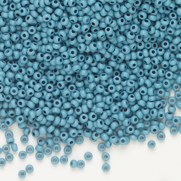 Seed bead, Preciosa Ornela Czech glass, 1pkg500g, 2.0-2.2mm rocaille, opaque matte terra dyed deep sea chalkwhite (06434) image number 0