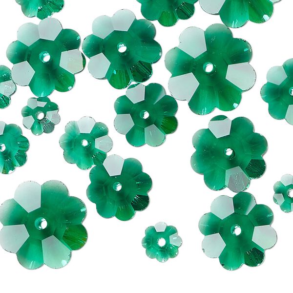 Margarita assortment 20pk emerald green, Celestial Crystal® 6-14mm flower bead image number 0