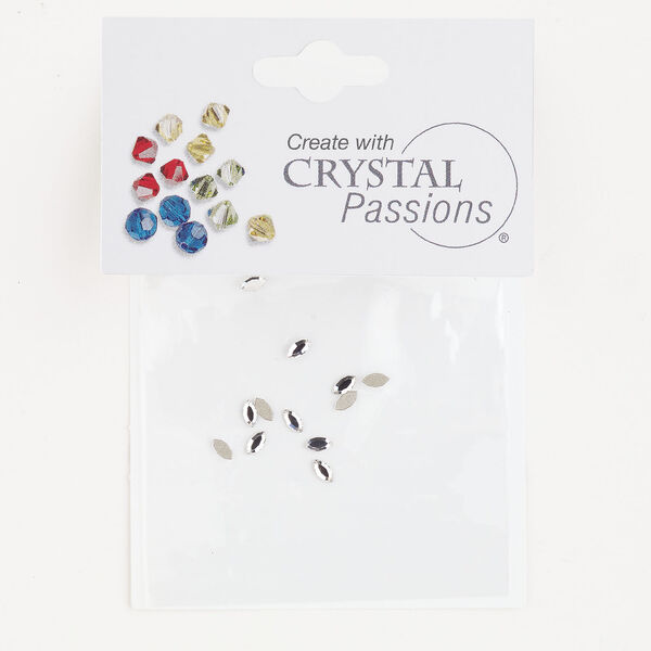 Flat back 1pkg12 crystal clear foil back, Crystal Passions&reg; rhinestone 4x2mm faceted navette 2200 image number 0