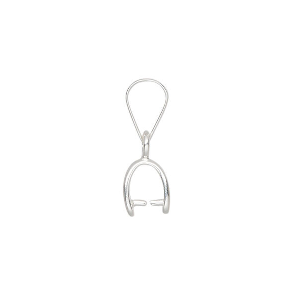Bail, ice-pick, sterling silver, 21x6mm 4.5mm grip length. Sold individually. image number 1