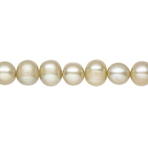 Pearl 1pkg1, cultured freshwater, semi-round C grade, 15 inch 6-8mm dyed khaki